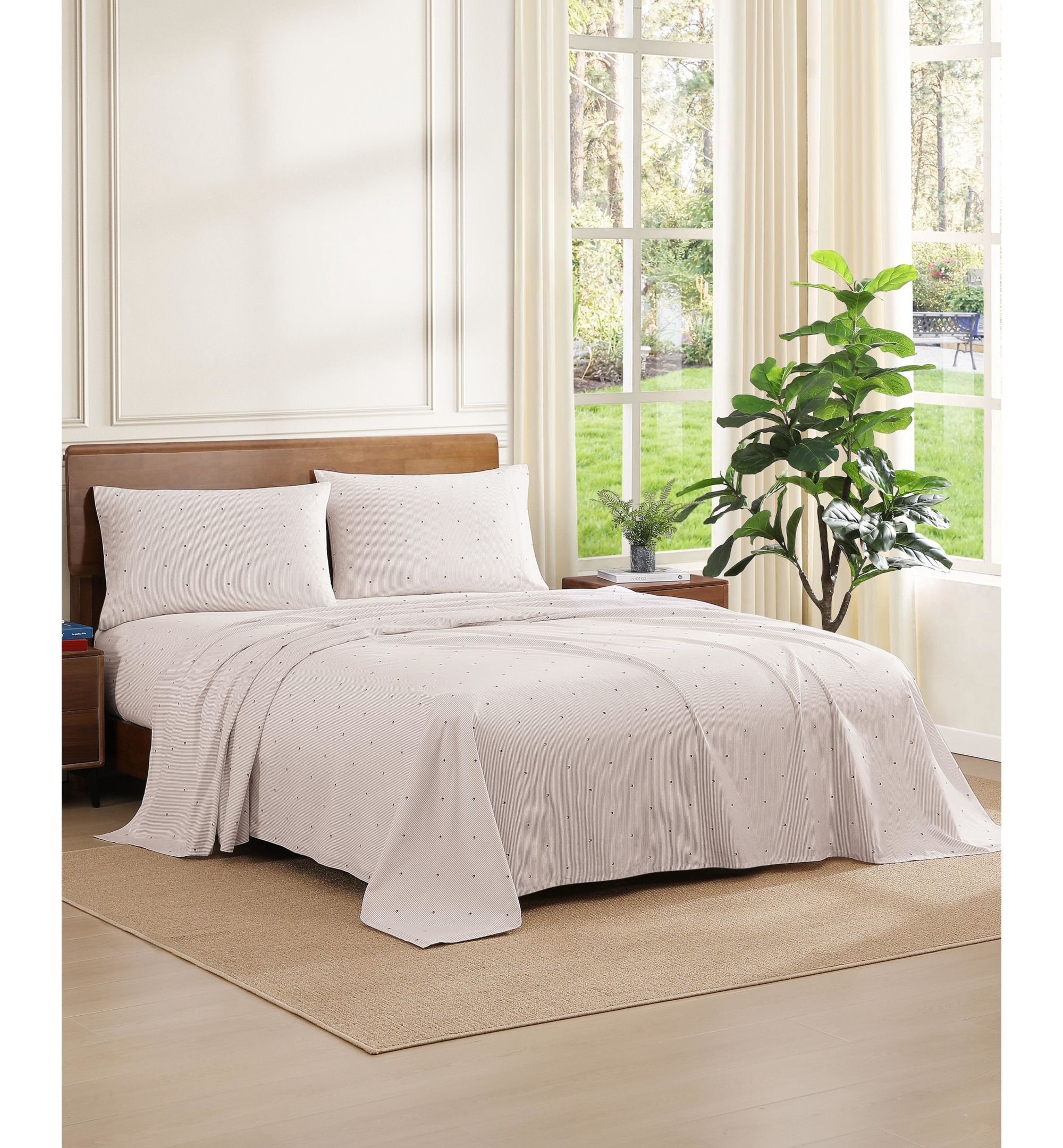 Tommy Hilfiger Ithaca Flag Stripe Cotton Percale Sheet Set - Medium Bei