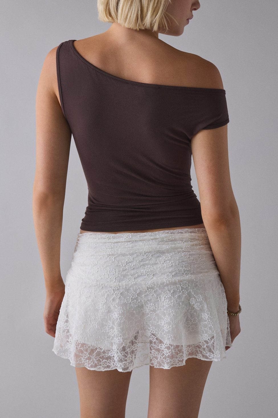 Kimchi Blue Josephina Sheer Lace Micro Mini Skort - White