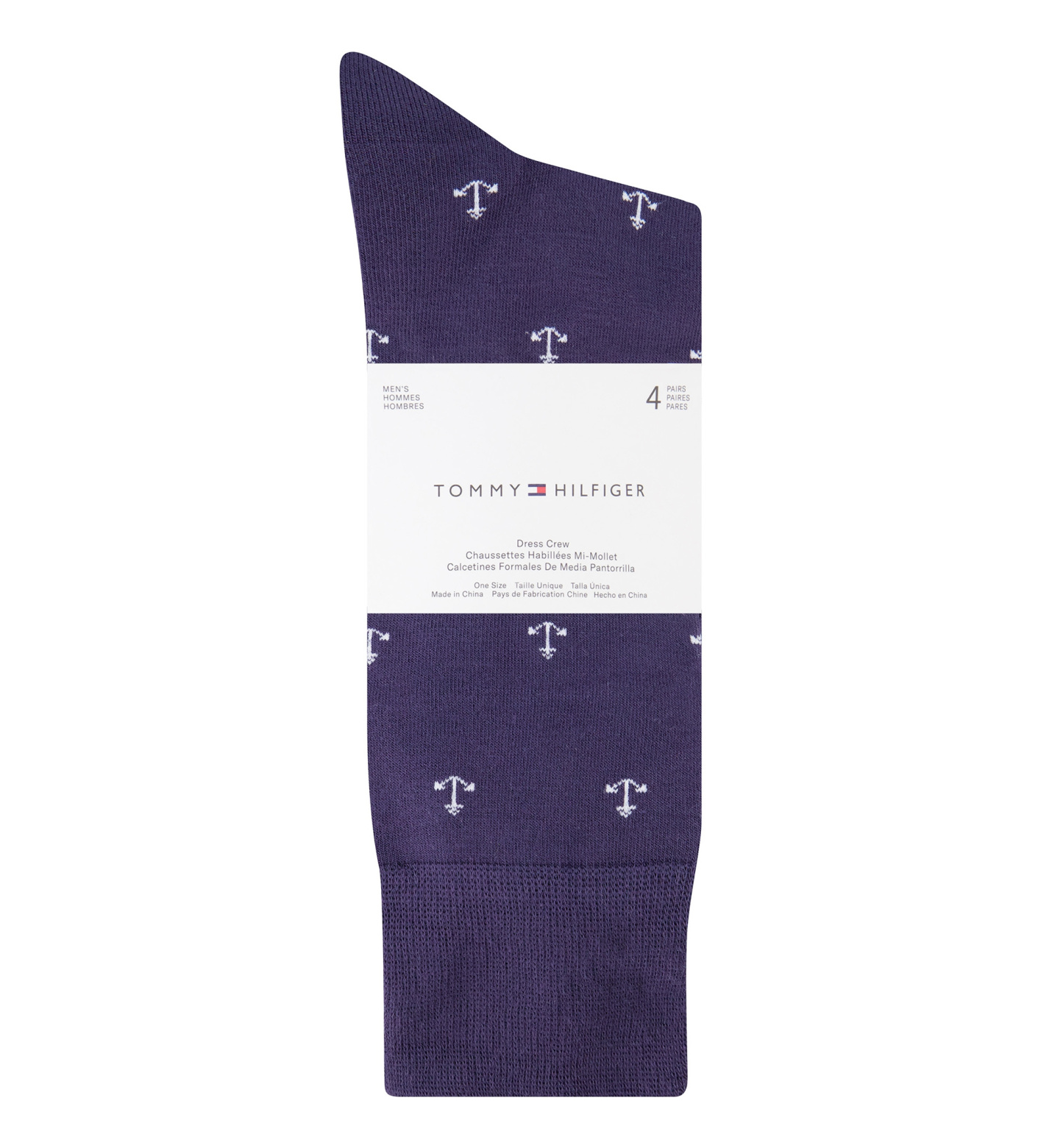 Tommy Hilfiger Men's Dress Crew Socks, 4-Pack - Nay Assorted