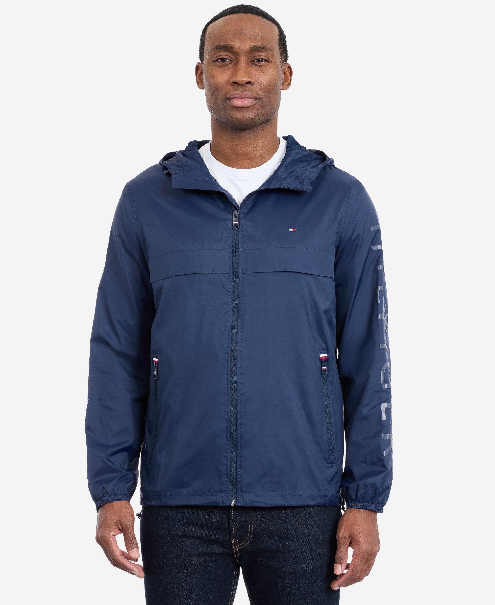 Tommy Hilfiger Men's Hooded Windbreaker Jacket - Navy