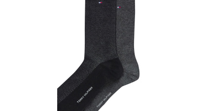 Tommy Hilfiger Men's Dress Reinforced Heel Crew Socks, 2-Pack - Black/Gray
