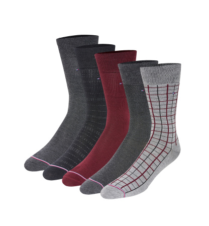 Tommy Hilfiger Men's 5-Pack Dress Crew Sock - Heather Gray Assorted
