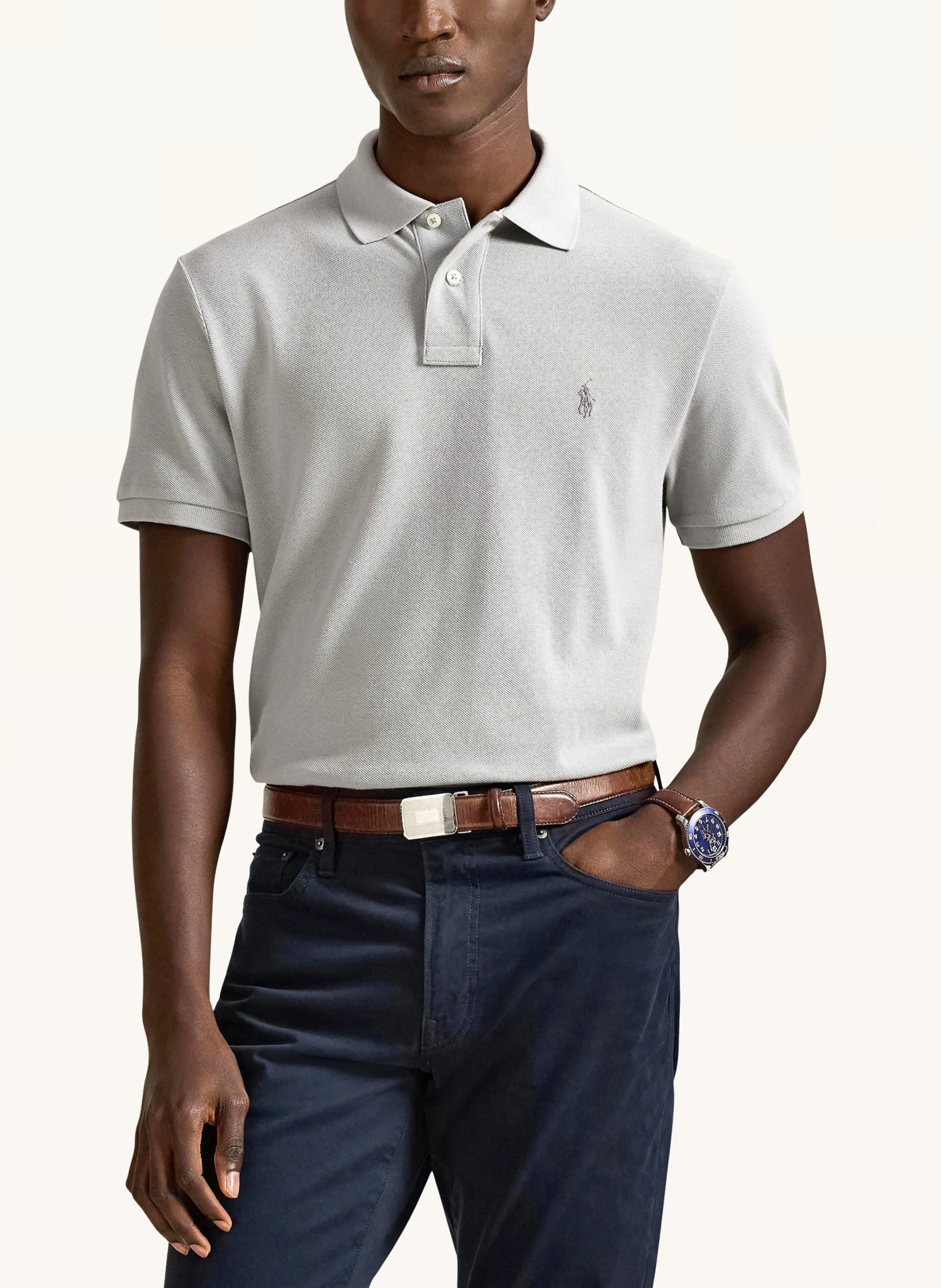 POLO RALPH LAUREN Piqué-Poloshirt Custom Slim Fit – HELLGRAU (2)