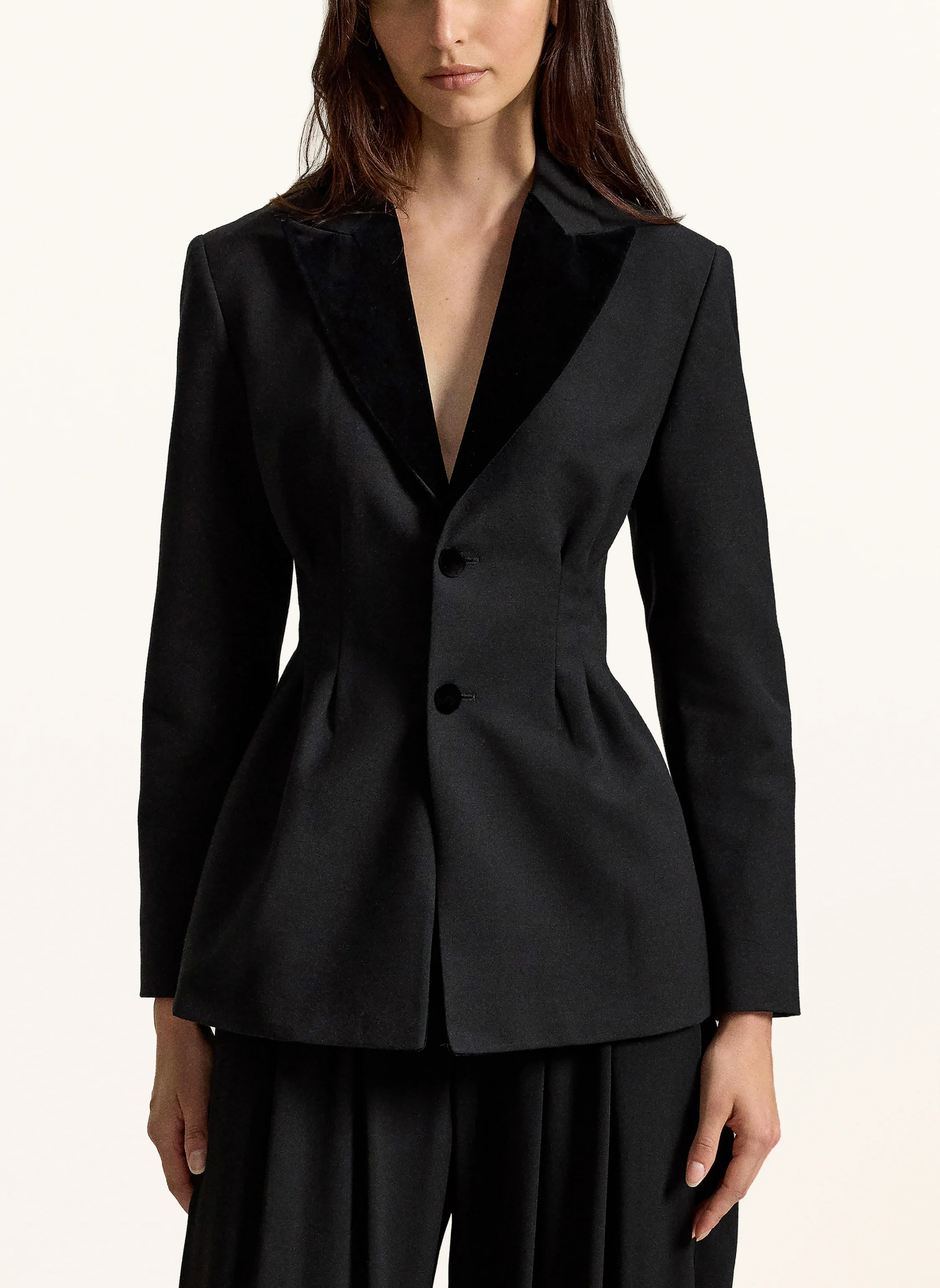 POLO RALPH LAUREN Blazer mit Samt – SCHWARZ