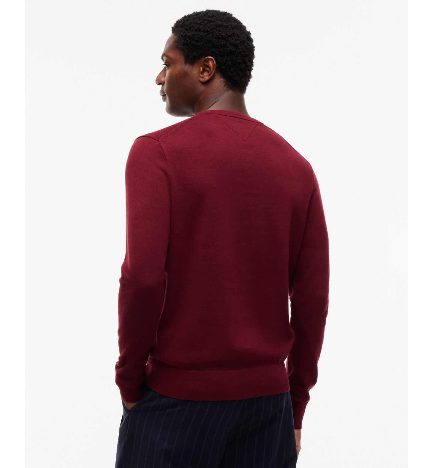 Tommy Hilfiger Men's Essential Cotton Crewneck Sweater - BURGUNDY