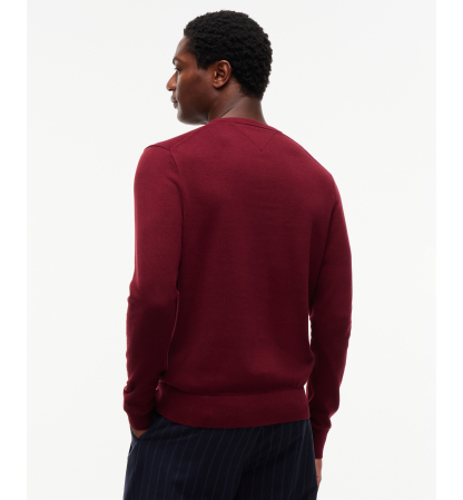 Tommy Hilfiger Men's Essential Cotton Crewneck Sweater - BURGUNDY