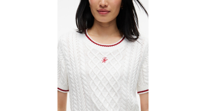 Tommy Hilfiger Women's Heritage Cable-Knit Short-Sleeve Sweater - Ecru