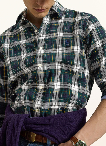 POLO RALPH LAUREN Oxfordhemd Custom Fit – DUNKELGRÜN / DUNKELBLAU / WEISS