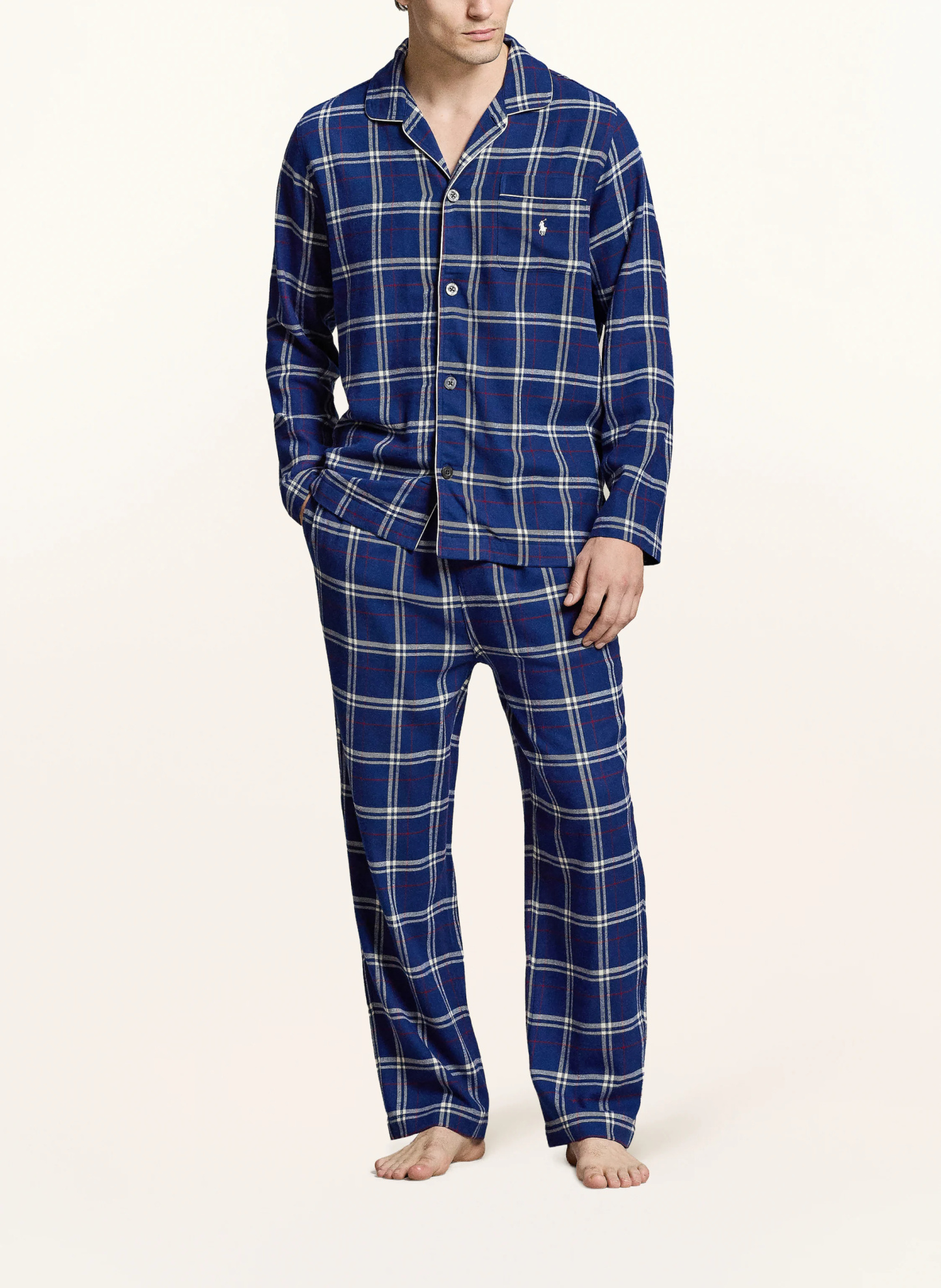 POLO RALPH LAUREN Flanell-Schlafanzug – DUNKELBLAU / DUNKELROT / WEISS