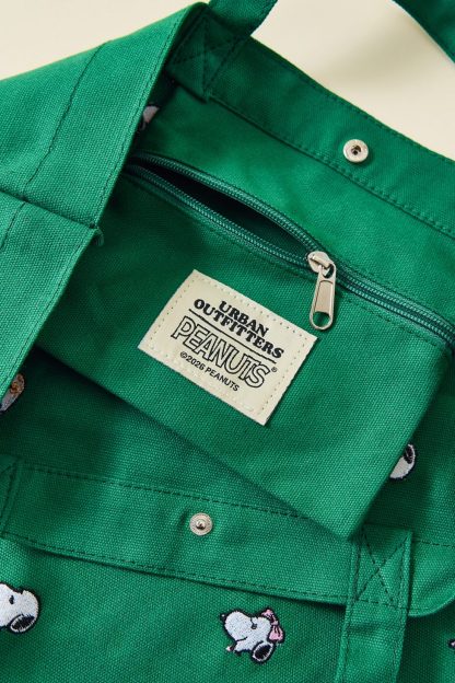 Three Potato Four X Peanuts Snoopy Embroidered Tote Bag - Green