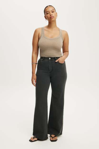 Curvy Stretch Wide Jean, LEO BLACK - example image 1