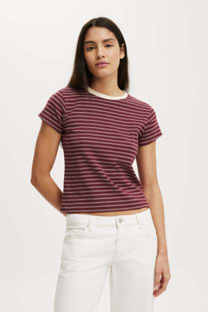 90S Baby Tee, PETA STRIPE SOUR CHERRY/VANILLA GLOW - example image 1