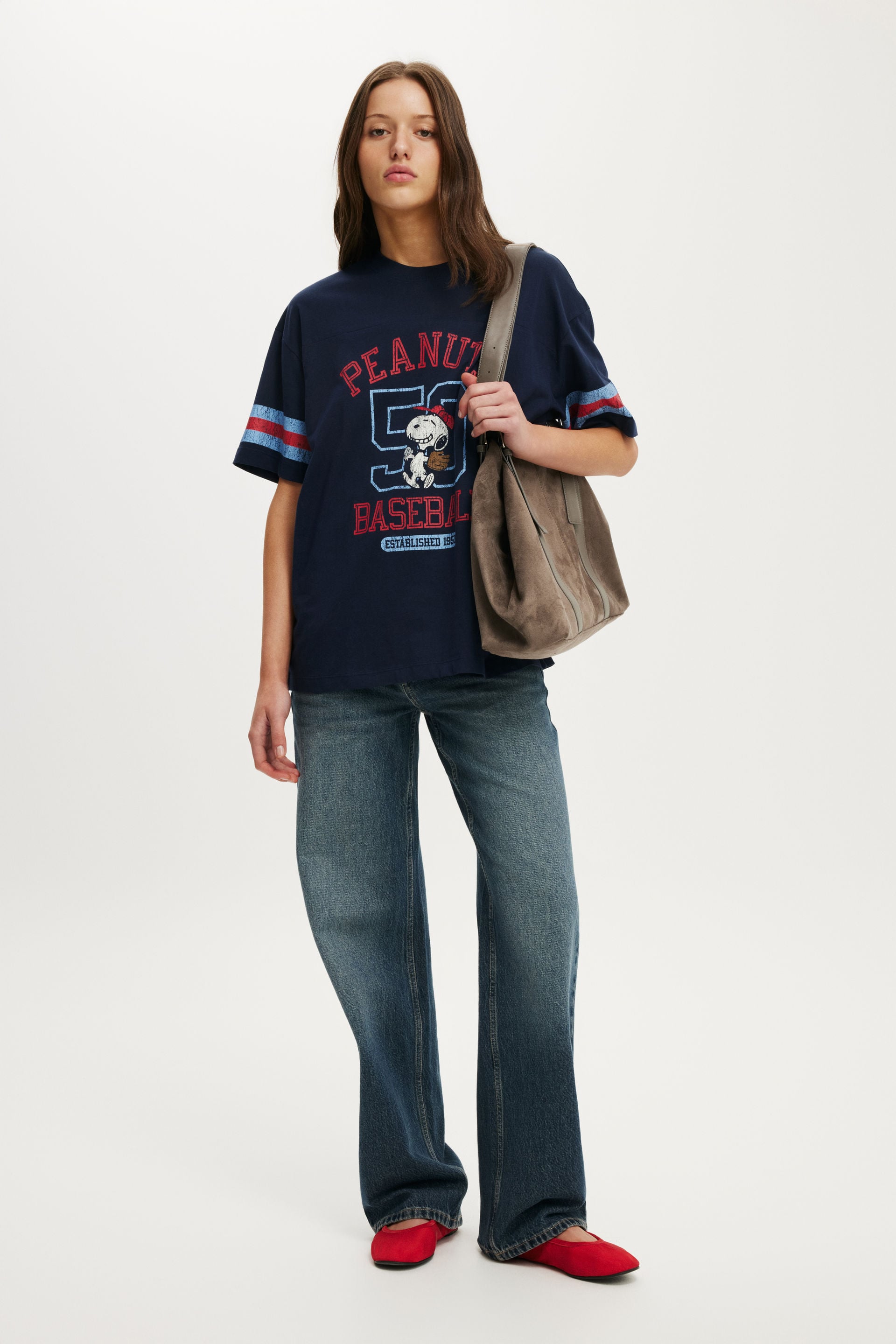 Snoopy Boxy Graphic Tee, LCN PEA SNOOPY BASEBALL / SHADOW NAVY - example image 2