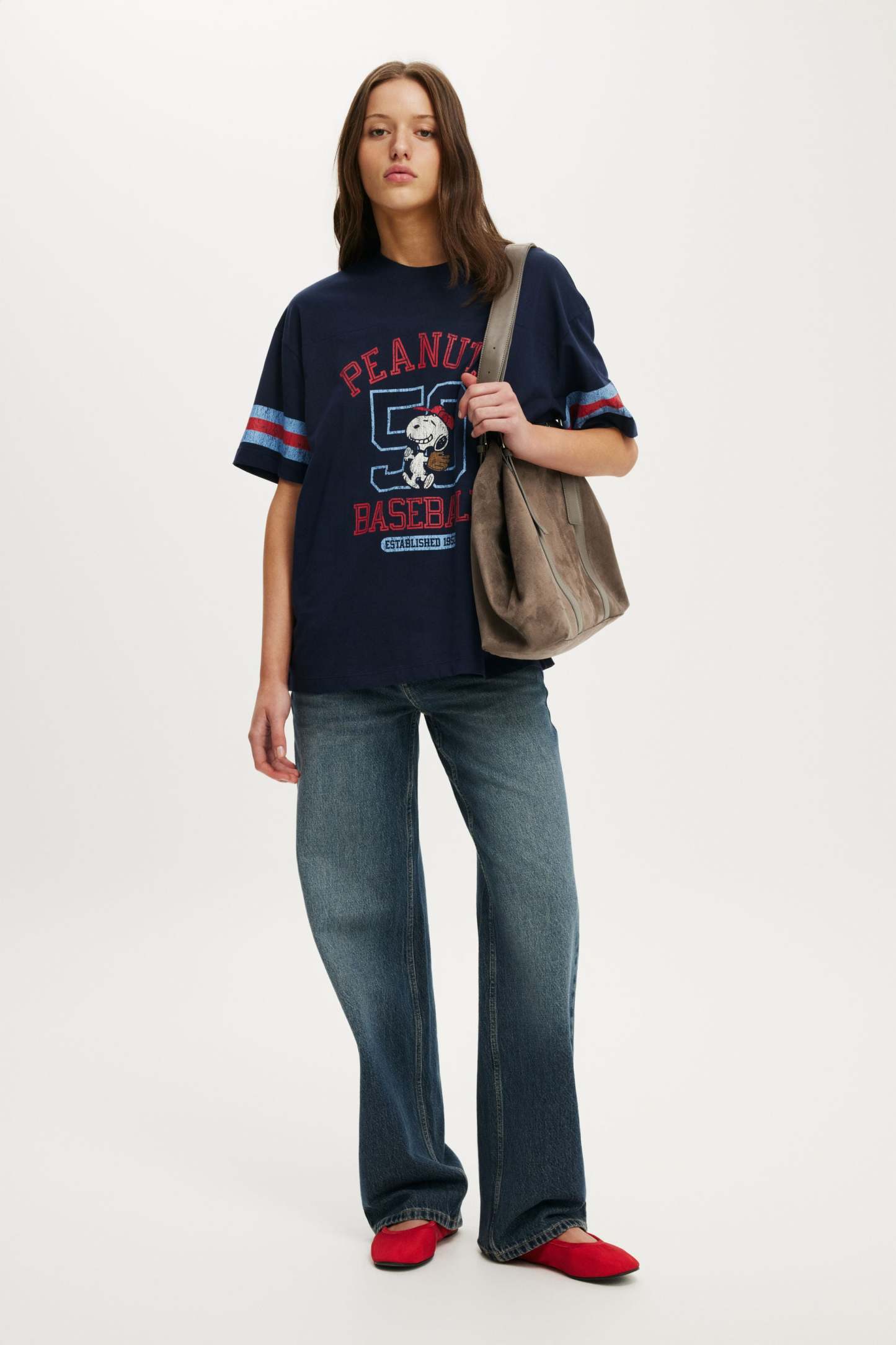 Snoopy Boxy Graphic Tee, LCN PEA SNOOPY BASEBALL / SHADOW NAVY - example image 2