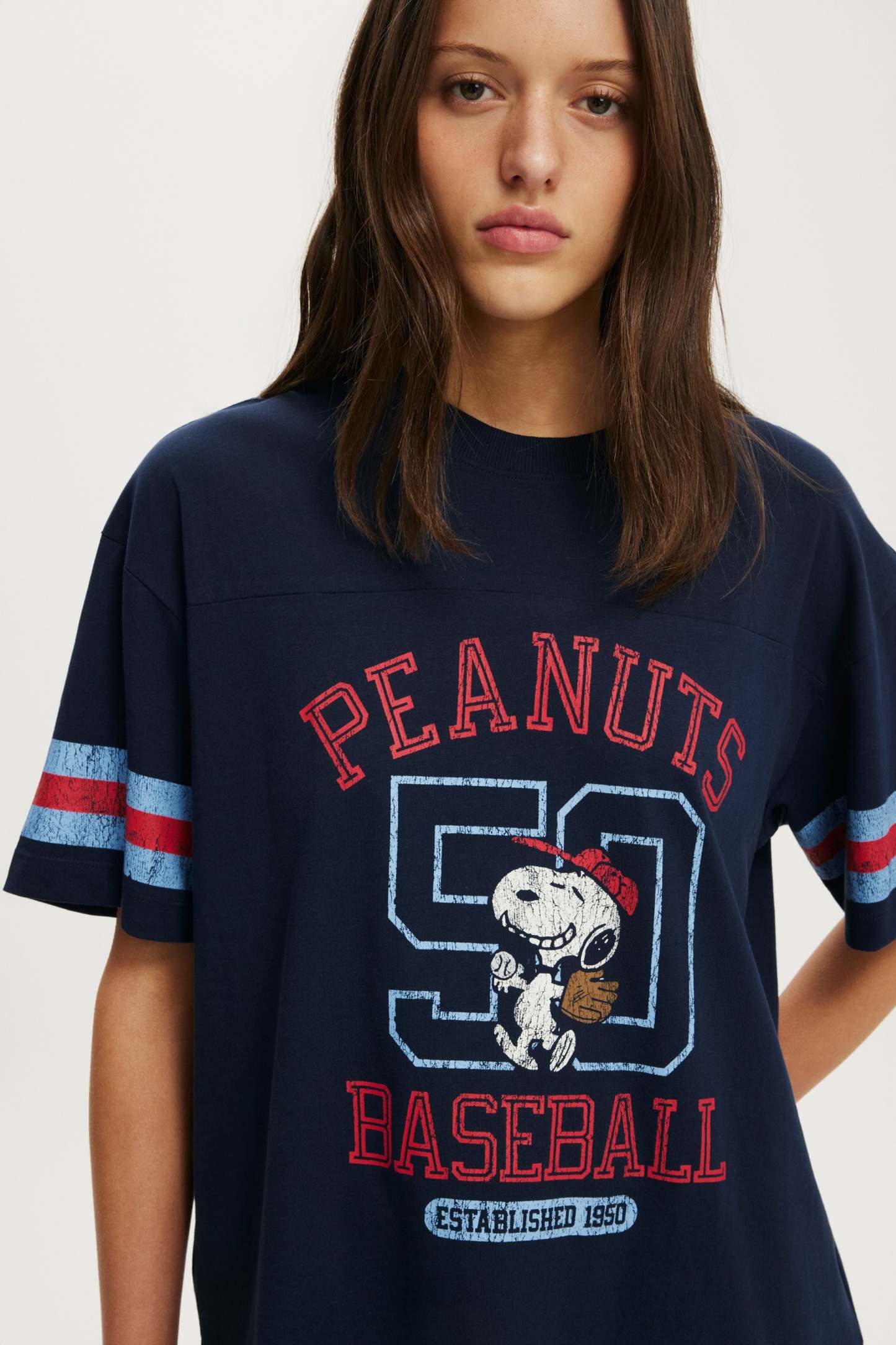 Snoopy Boxy Graphic Tee, LCN PEA SNOOPY BASEBALL / SHADOW NAVY - example image 4