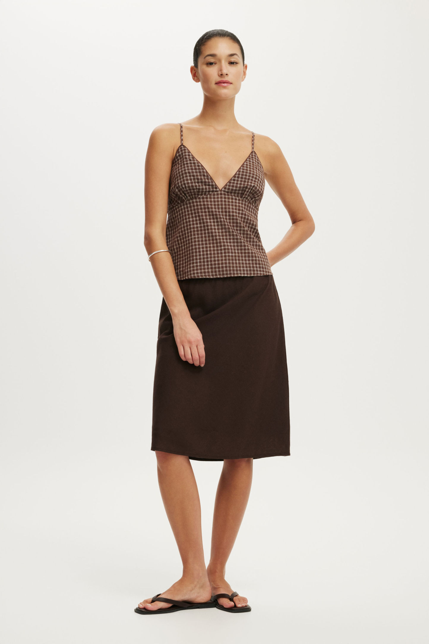 The Daydream Cami, ARDEN MICRO CHECK/DARK OAK - example image 2