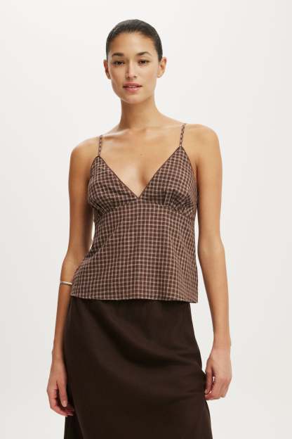 The Daydream Cami, ARDEN MICRO CHECK/DARK OAK - example image 1
