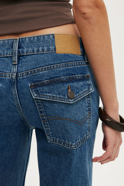 Low Relaxed Flare Jean, HARBOUR BLUE RIPPED - example image 3
