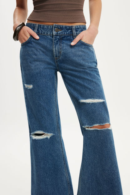 Low Relaxed Flare Jean, HARBOUR BLUE RIPPED - example image 5
