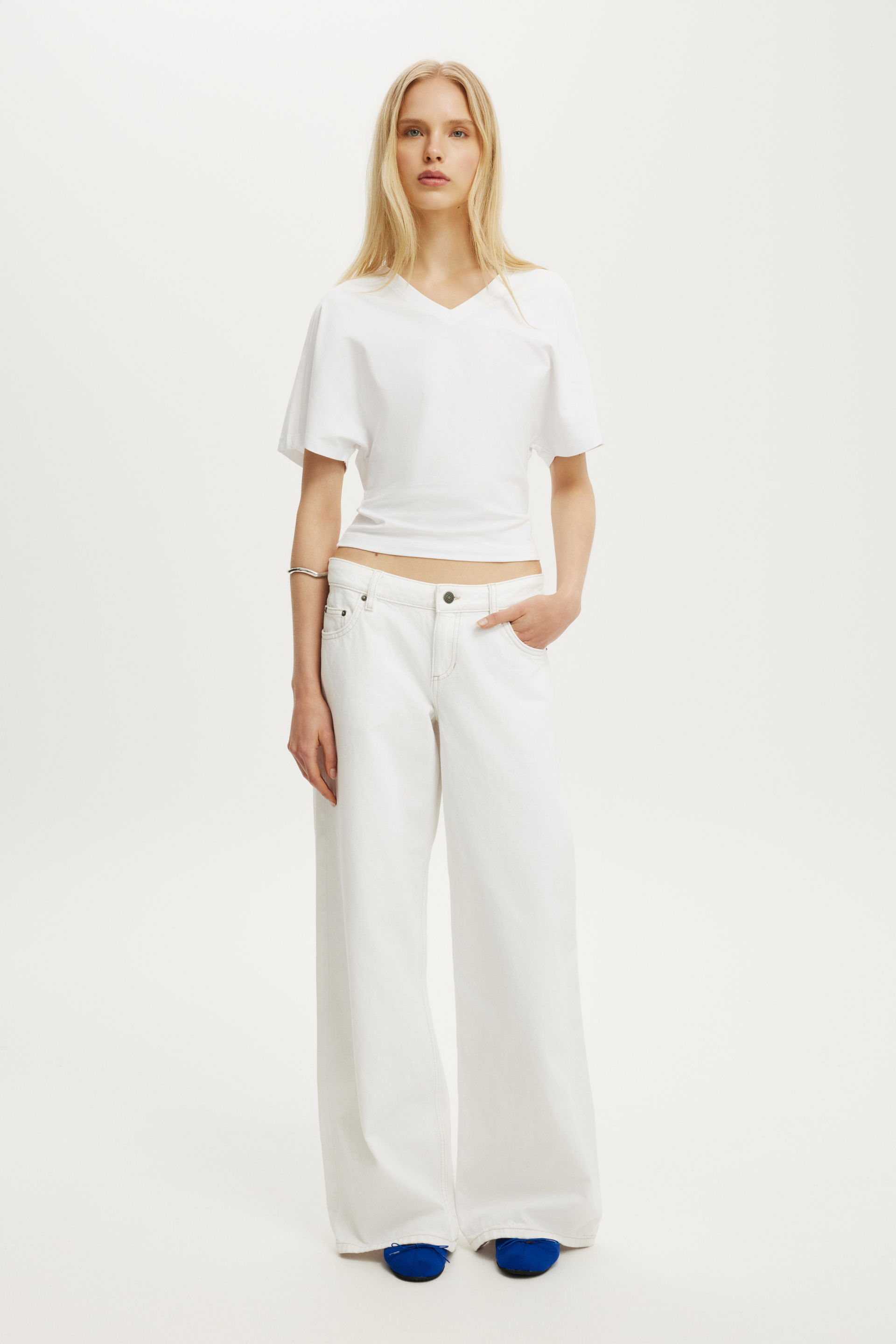 Blair Batwing V Neck, WHITE - example image 2