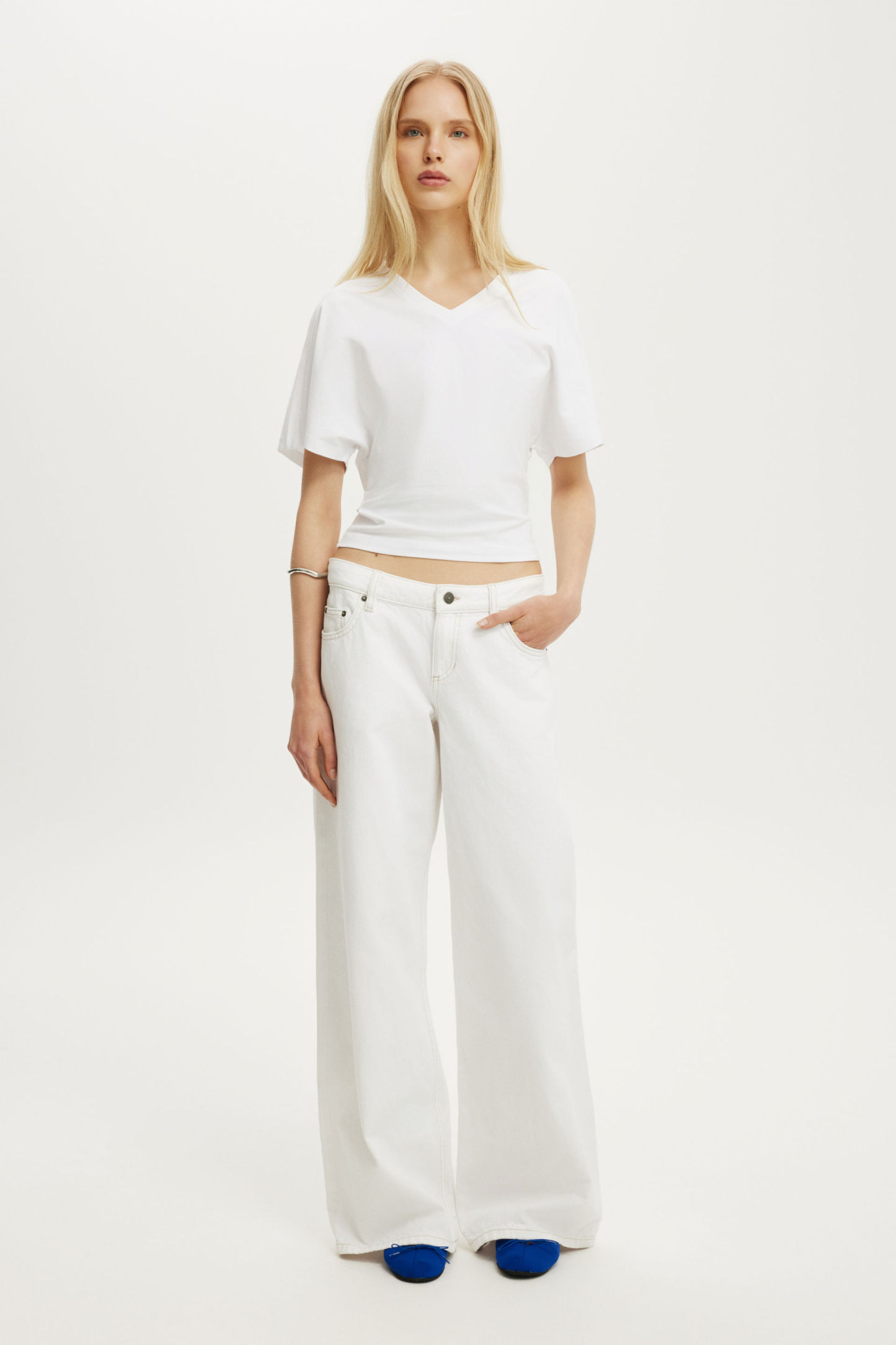 Blair Batwing V Neck, WHITE - example image 2
