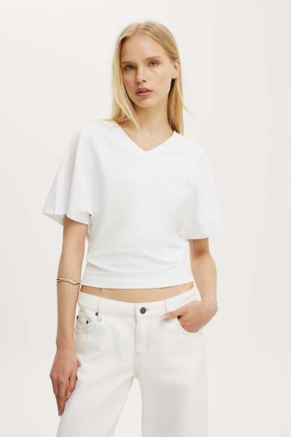 Blair Batwing V Neck, WHITE - example image 1