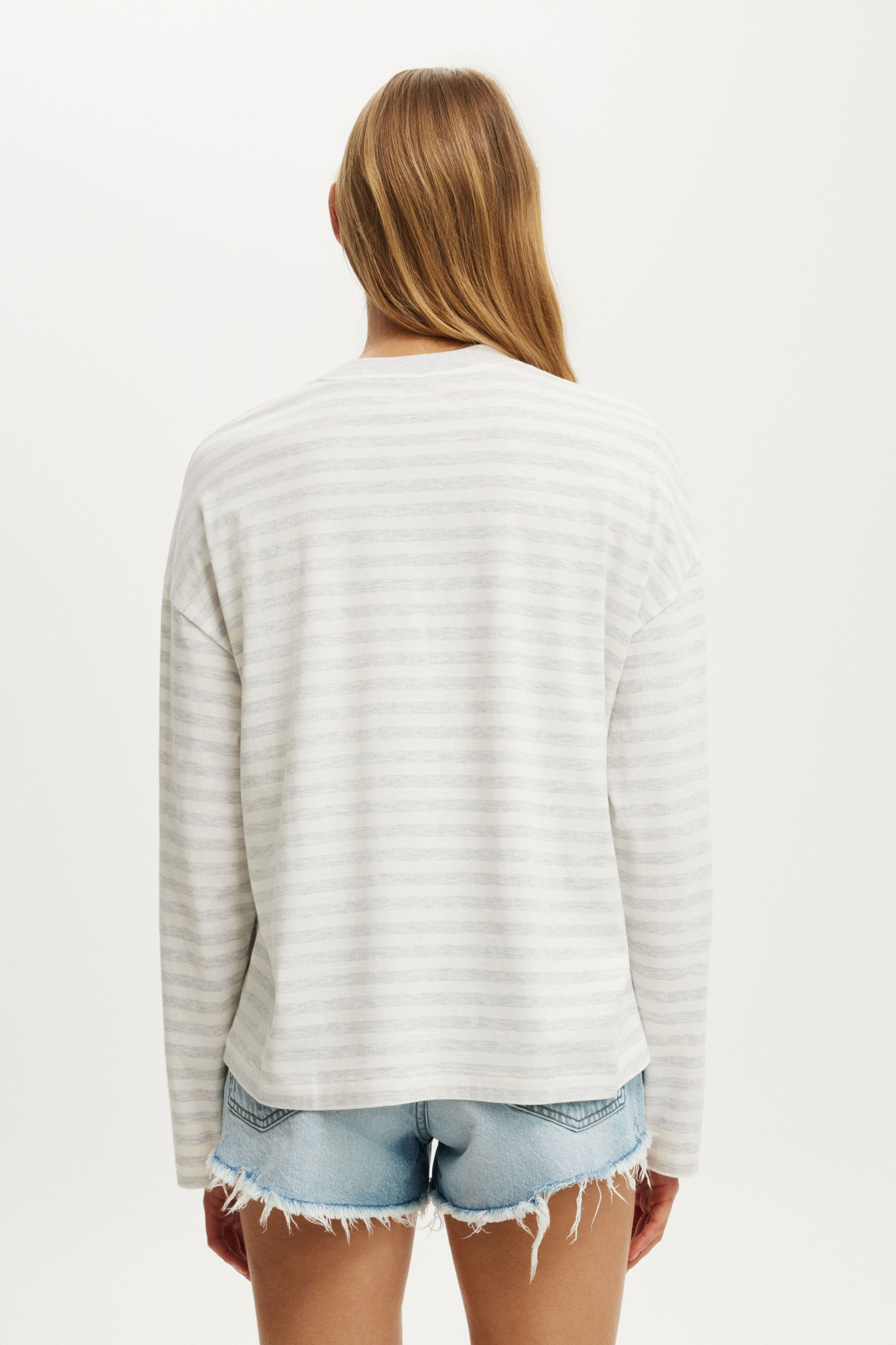 Ls Oversized Graphic Tee, 19 / SOFT GREY MARLE STRIPE - example image 3