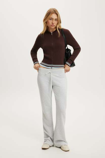 Everfine Hooded Knit, DARK OAK/BLUE TIPPING - example image 1
