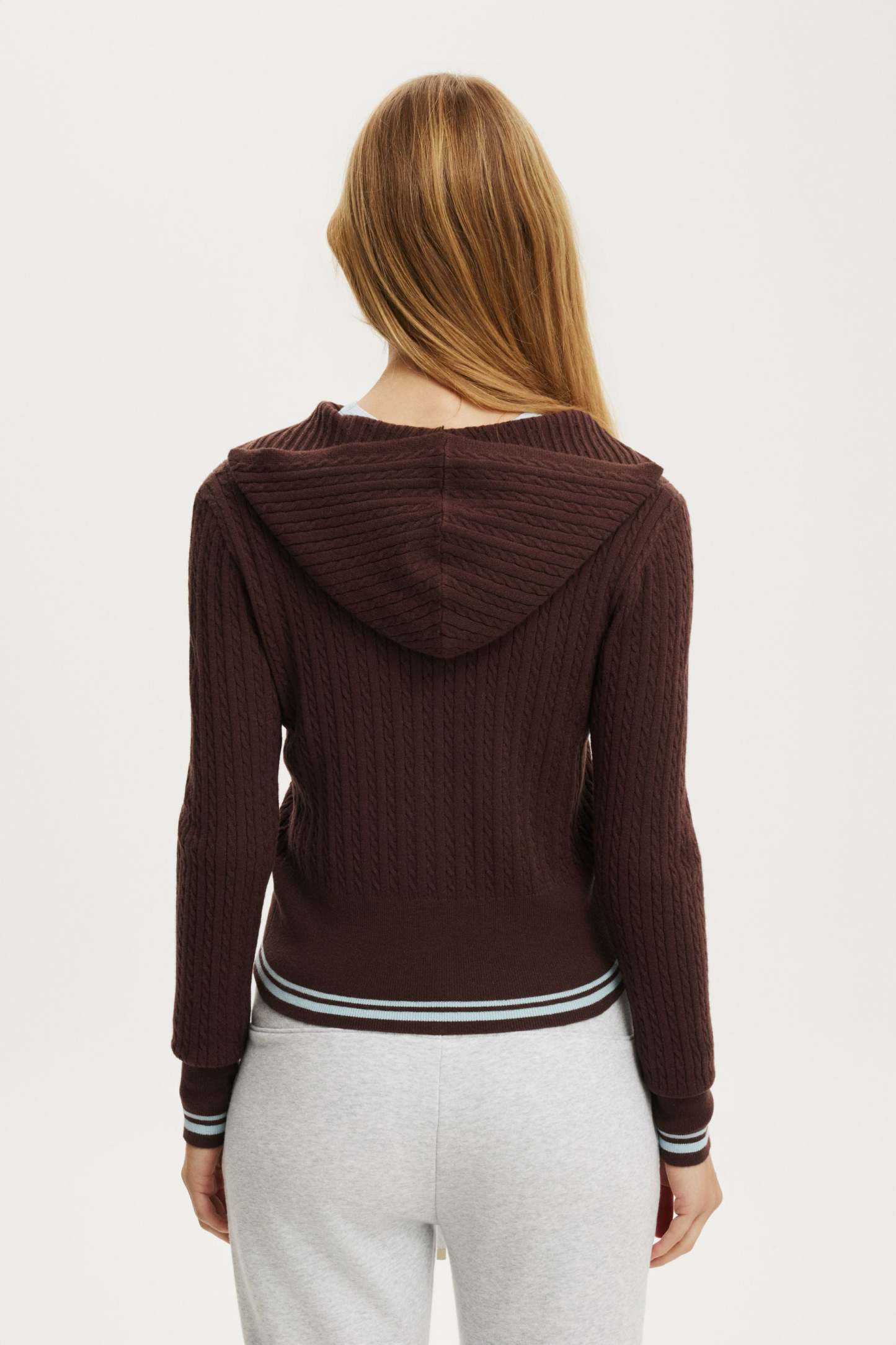 Everfine Hooded Knit, DARK OAK/BLUE TIPPING - example image 3