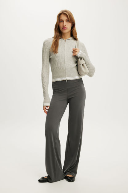 Everfine Hooded Knit, GREY MARLE/WHITE TIPPING - example image 1