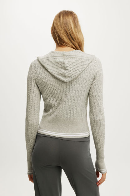 Everfine Hooded Knit, GREY MARLE/WHITE TIPPING - example image 3