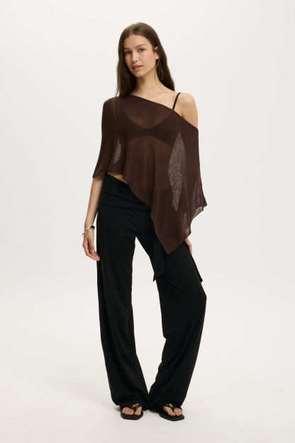 Sheer Knit Poncho, DARK OAK - example image 2