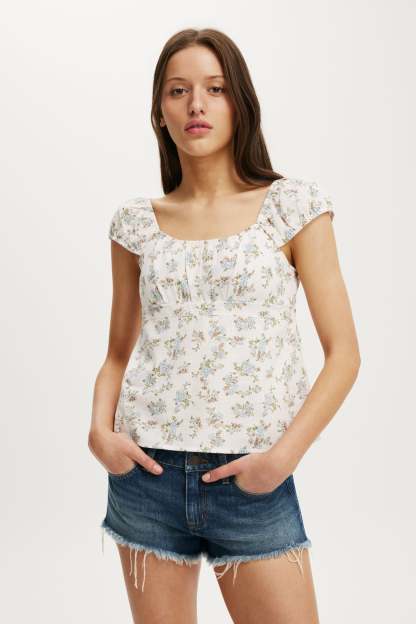 Tie Back Babydoll Top, BAILEY DITSY PINK - example image 1
