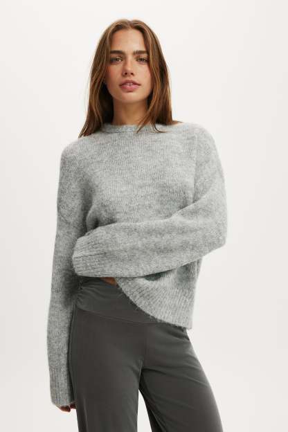 Luxe Crew Neck Sweater, DREAMY MID GREY MARLE - example image 1