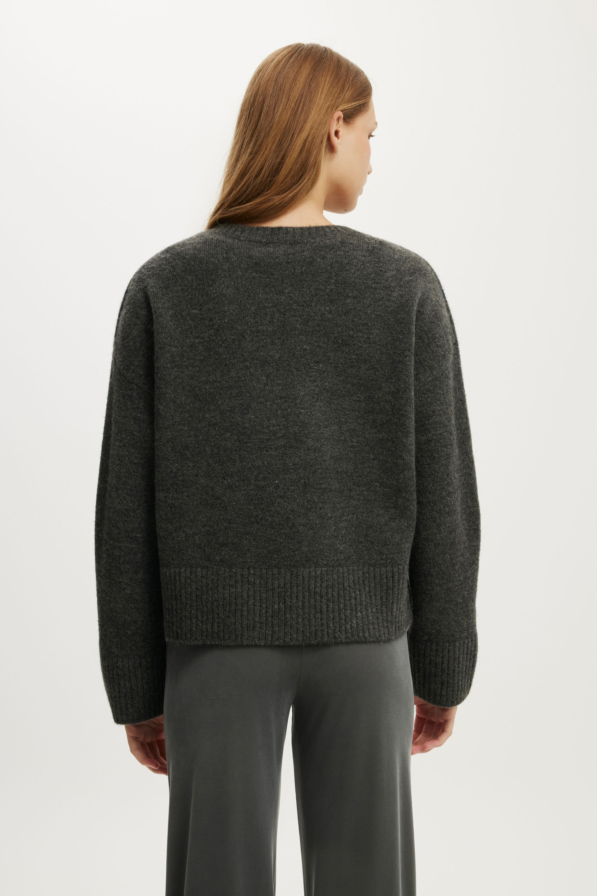 Luxe Crew Neck Sweater, LUXE CHARCOAL ARGYLE - example image 3