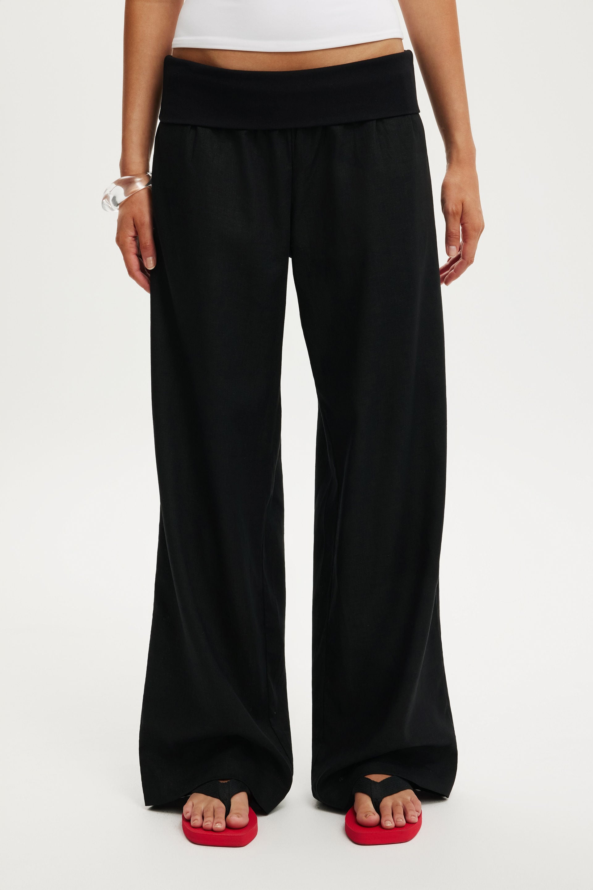 Haven Fold Over Pant, BLACK - example image 4