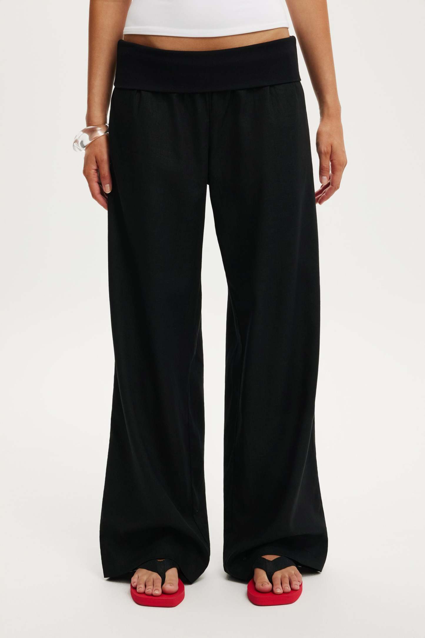 Haven Fold Over Pant, BLACK - example image 4