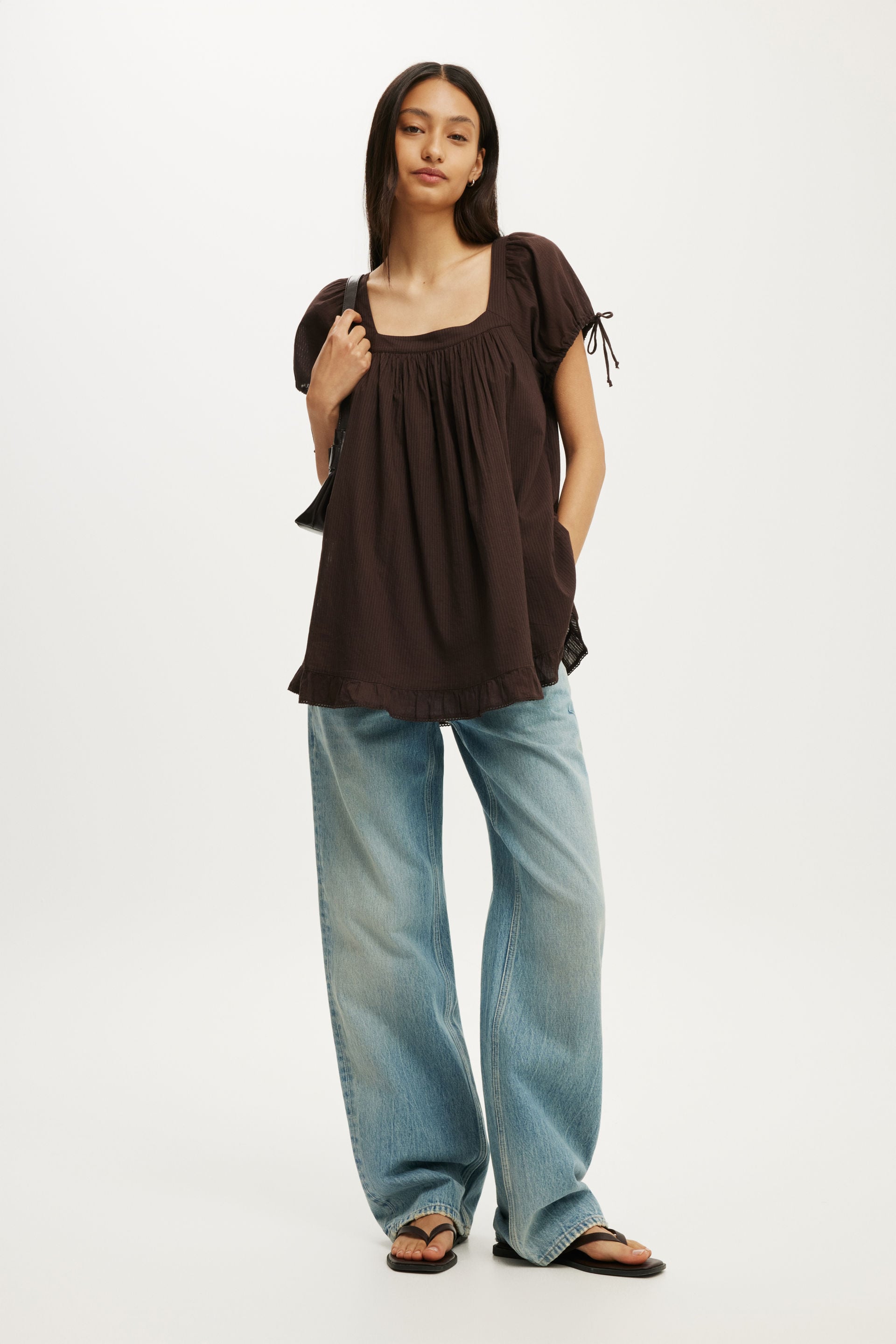 Eliza Babydoll Tunic Top, DARK OAK TEXTURE - example image 2