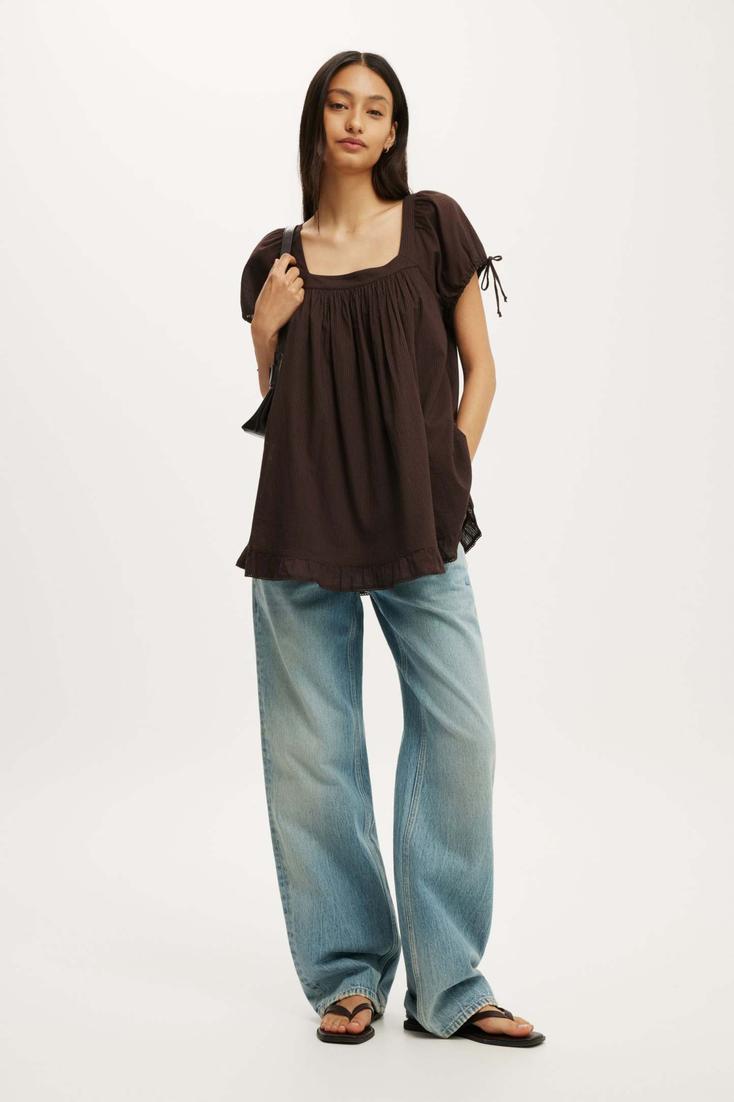 Eliza Babydoll Tunic Top, DARK OAK TEXTURE - example image 2
