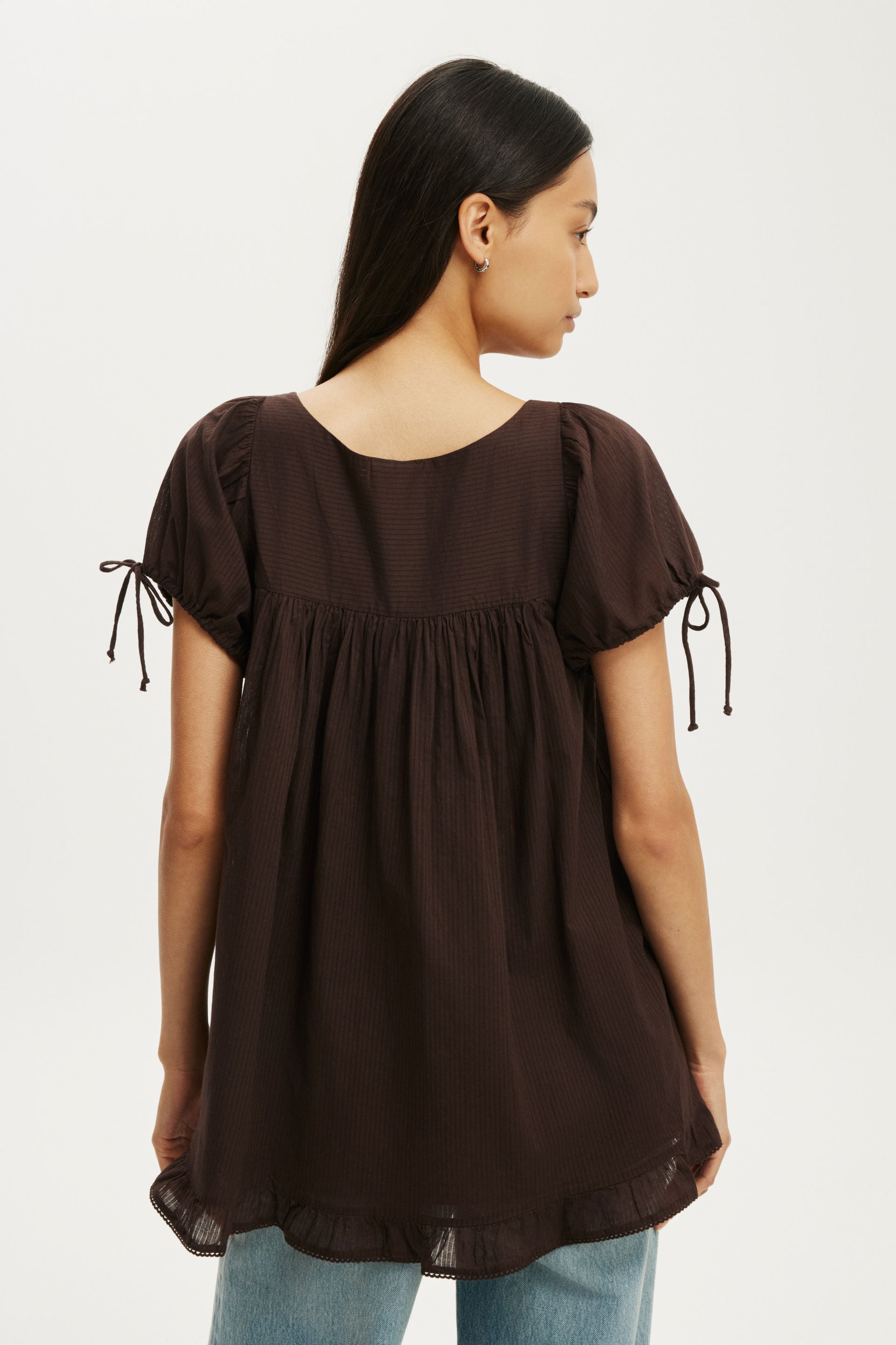 Eliza Babydoll Tunic Top, DARK OAK TEXTURE - example image 3