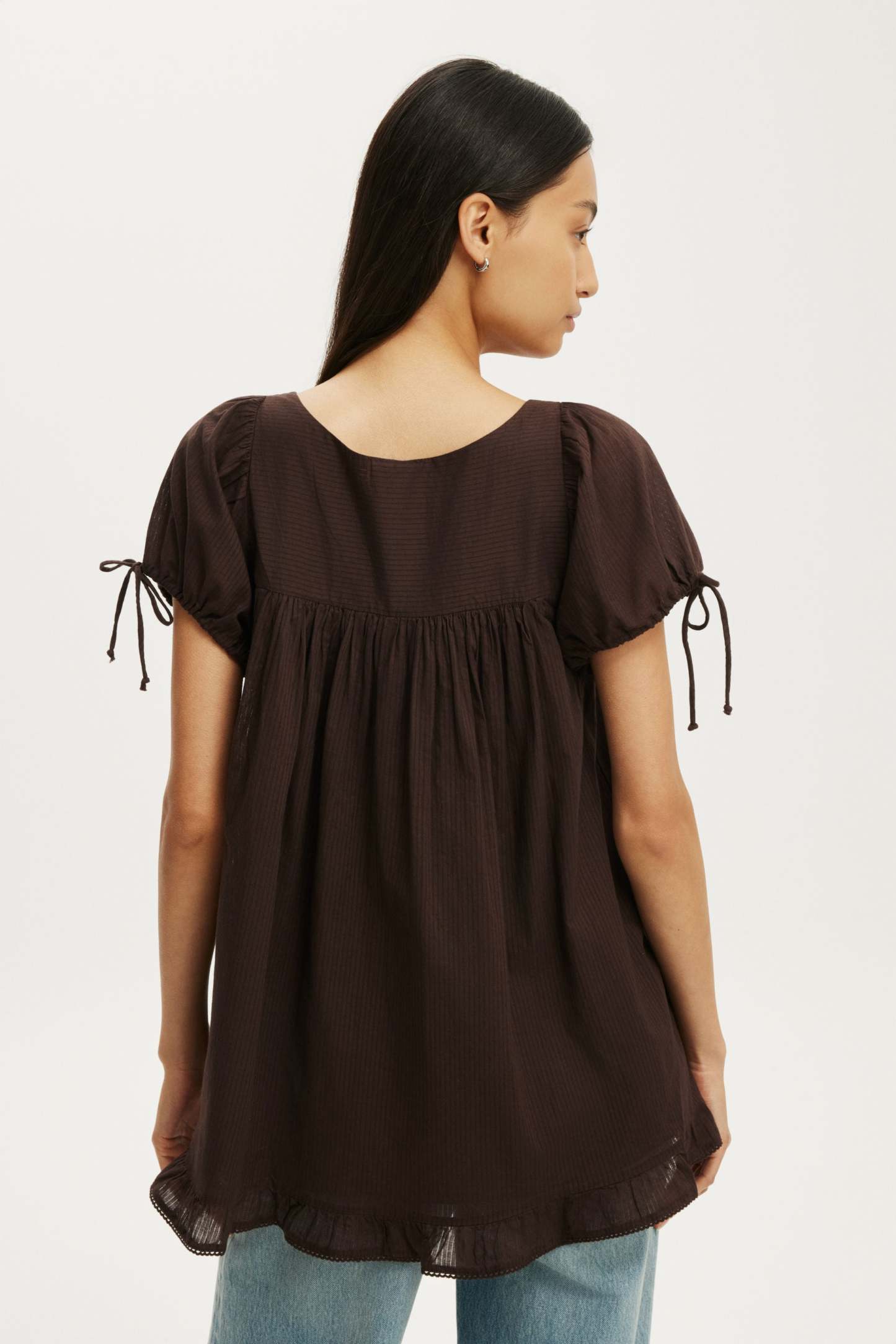 Eliza Babydoll Tunic Top, DARK OAK TEXTURE - example image 3