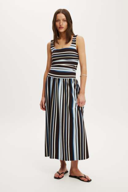 Maple Maxi Dress, FLORENCE STRIPE DARK OAK - example image 1