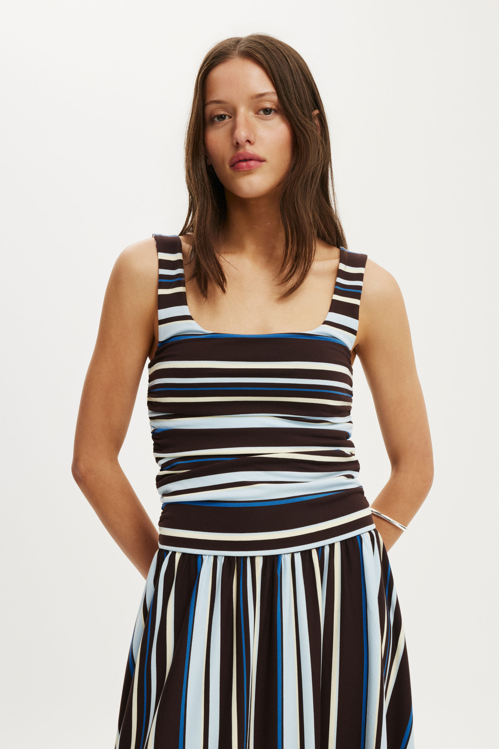 Maple Maxi Dress, FLORENCE STRIPE DARK OAK - example image 3