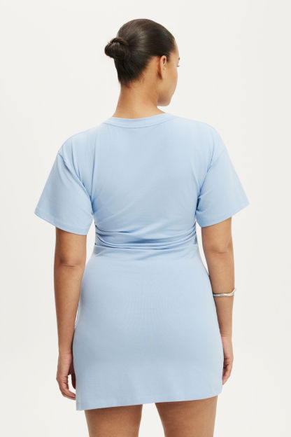 Boxy Tuck T-Shirt Mini Dress, ROMEO BLUE - example image 3