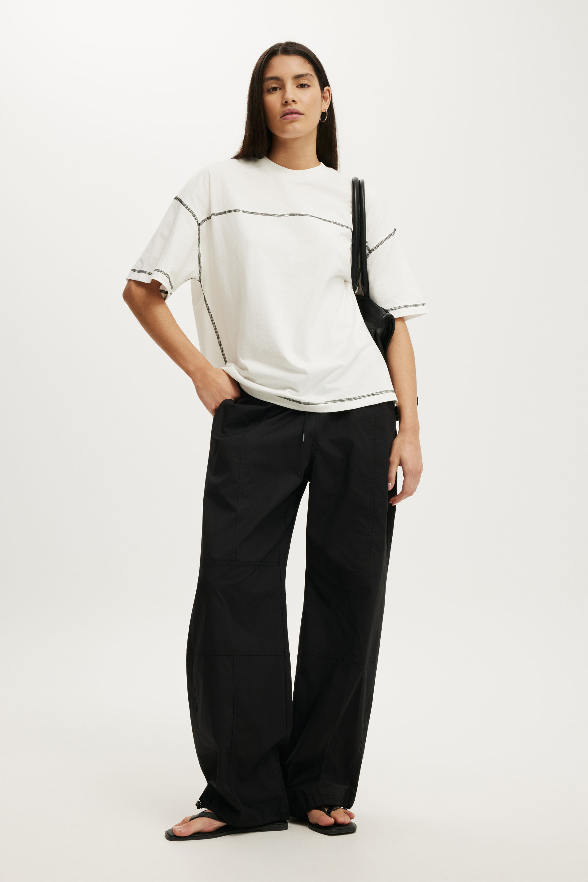 Boxy Short Sleeve Tee, VINTAGE WHITE/BLACK - example image 2