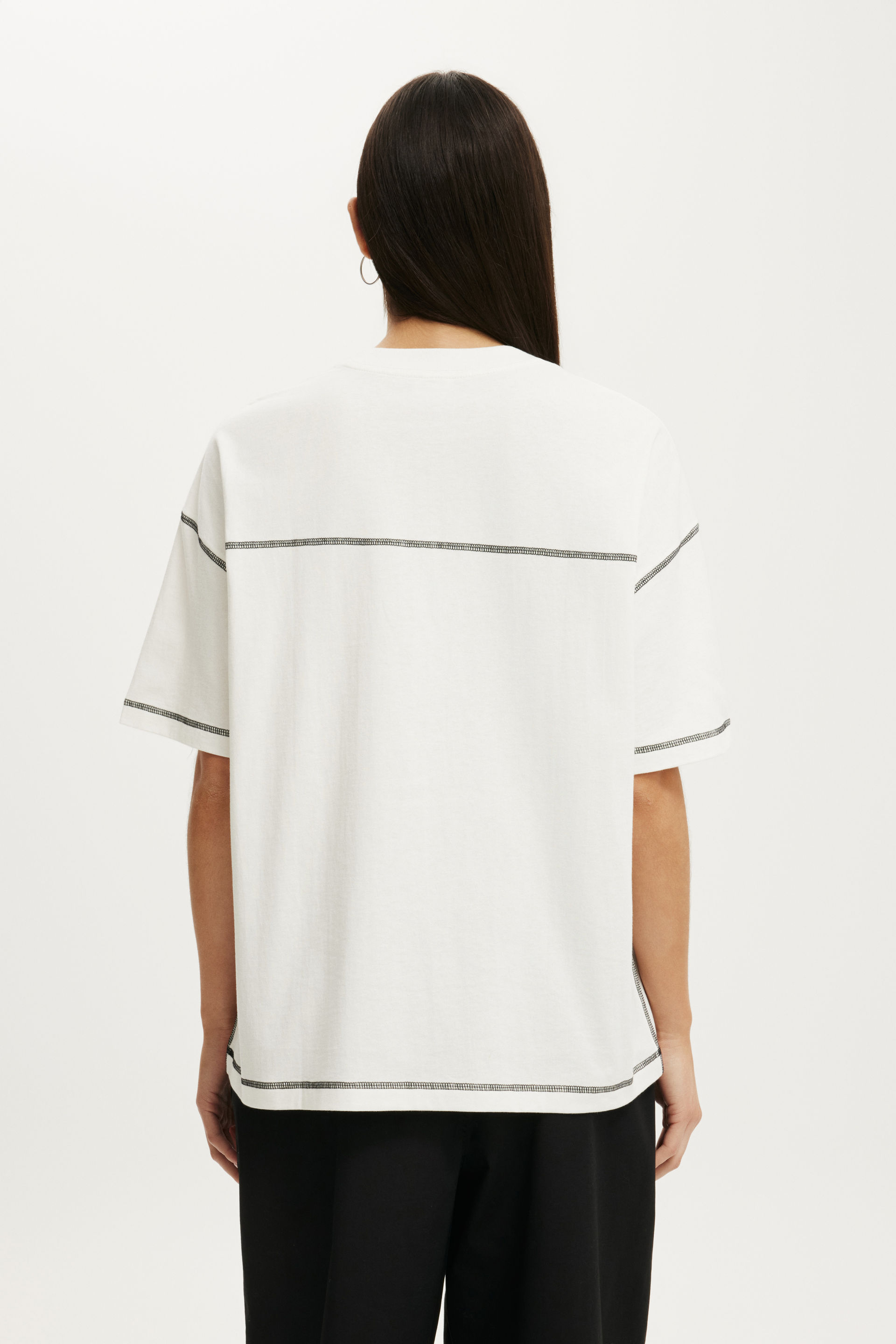 Boxy Short Sleeve Tee, VINTAGE WHITE/BLACK - example image 3