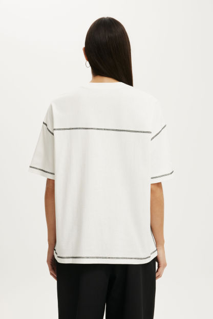 Boxy Short Sleeve Tee, VINTAGE WHITE/BLACK - example image 3