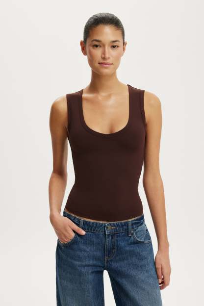 Hold Me V Neck Tank, DARK OAK - example image 2