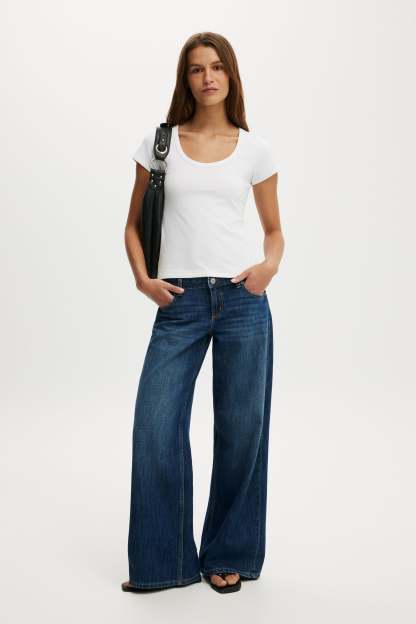 Everyday Smooth Scoop Neck Tee, WHITE - example image 1