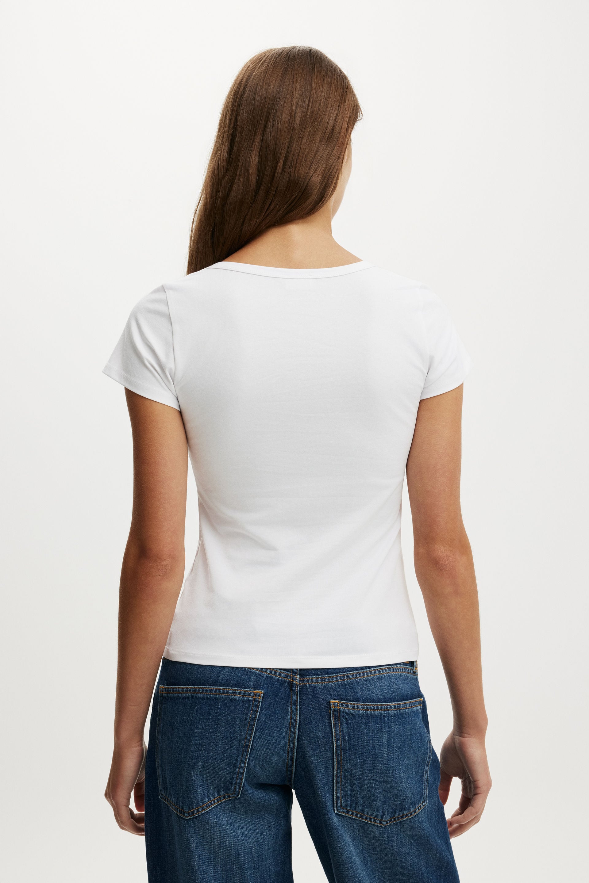 Everyday Smooth Scoop Neck Tee, WHITE - example image 3